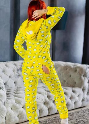 Пижама с карманом на попе желтая пожама / женский комбинезон / кигуруми6 фото