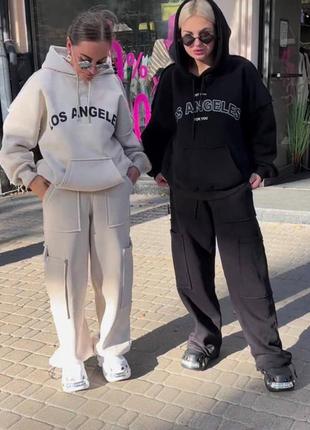 Трендовый костюм оверсайз не кашлатится со штанами карго 4 цв