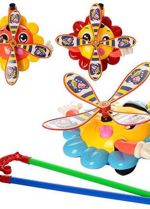 Каталка "солнышко", звук, двигает ручками и глазками, 3 цвета, 363