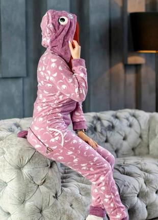 Пижама с карманом на попе фиолетовая пожама / женский комбинезон / кигуруме5 фото