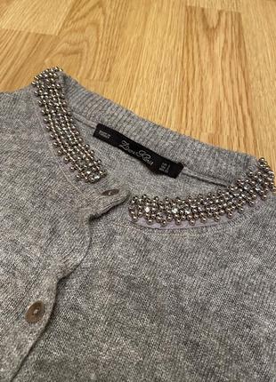 Мягкий серый свитер кардиган zara со стразами zara2 фото