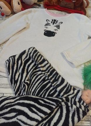 Плюшевая теплая пижама зимний комплект для сна зебра yd2 фото