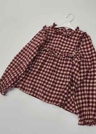 Крутая свободна блуза, рубашка в клетку винного цвета от nutmeg 7-9 лет