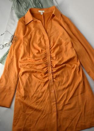 Оранжевое платье с драпировкой h&amp;m2 фото