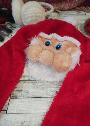 Рождественская красная новогодняя теплая шапка шарф санта santa костюм англичанина