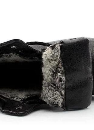 Зимние мужские черные ботинки/полуботинки с мехом кожаные/натуральная кожа-мужская обувь зима9 фото
