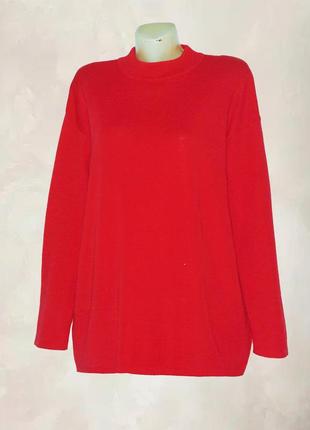 Батал! жіночий светр-туніка, напівшерсть, червоного кольору.