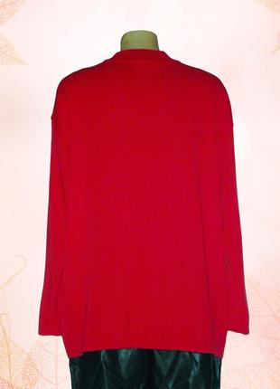 Батал! женский свитер-туника , полушерсть, алого цвета5 фото