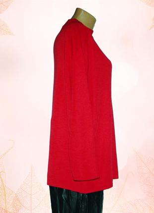 Батал! женский свитер-туника , полушерсть, алого цвета4 фото