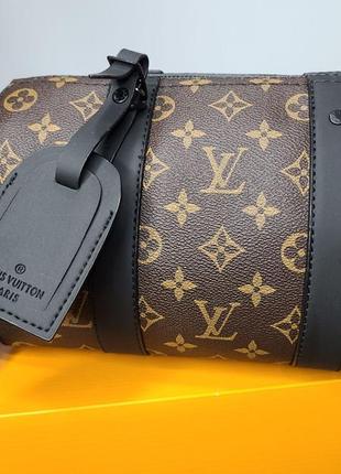 Красивая кожаная вместительная женская сумка коричневая в стиле louis vuitton monogram lv лв канва через плечо супер люкс турция6 фото