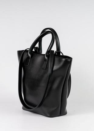 Жіноча сумка чорна сумка чорний шопер чорний шоппер класична базова сумка2 фото