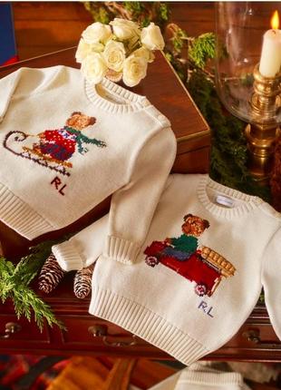 Колекційний в'язаний светр ralph lauren baby teddy bear knit sweater2 фото