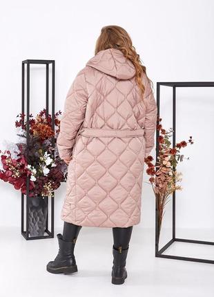 Зимнее женское пальто на синтепоне 250 длинное с капюшоном7 фото