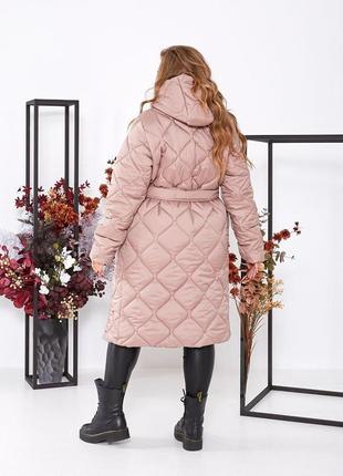 Зимнее женское пальто на синтепоне 250 длинное с капюшоном2 фото