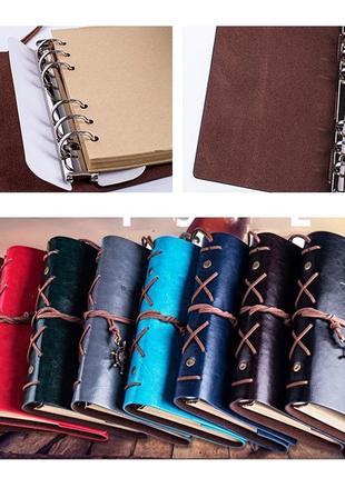 Винтажный блокнот с якорем и штурвалом. красно-коричневый