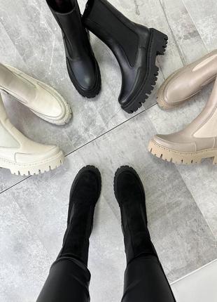 Розпродаж 🛍️ зимові натуральні челсі на високій платформі2 фото