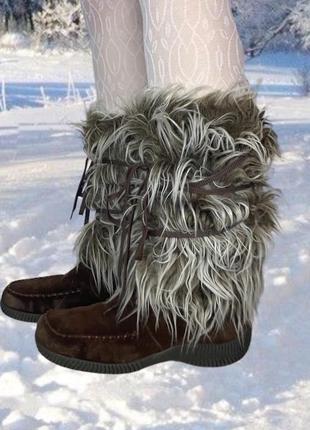 Замшевые сапоги с мехом fur boots moon boots yeti boots