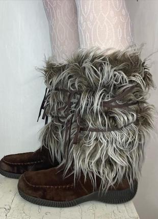 Замшевые сапоги с мехом fur boots moon boots yeti boots4 фото