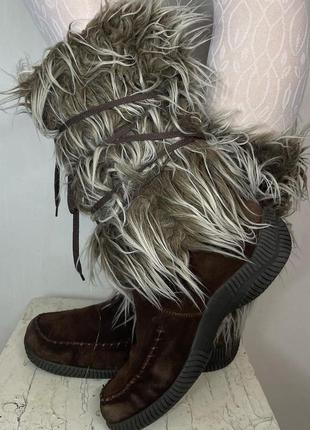 Замшевые сапоги с мехом fur boots moon boots yeti boots2 фото