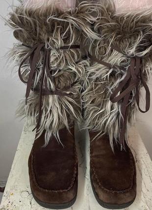 Замшевые сапоги с мехом fur boots moon boots yeti boots3 фото