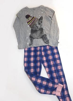 Домашній одяг на 8-10років піжама костюм для сну на новорічну фотосессію штани в клітинку