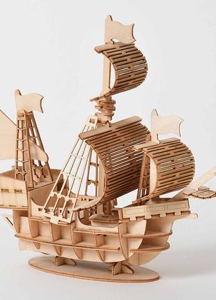 3d деревянный конструктор  wooden art модель парусник