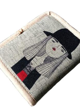 Кошелек девушка в шляпе текстильный