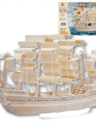 3d деревянный конструктор. модель корабль парусник
