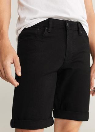 Шорты бермуды бриджи мужские джинс коттон чёрные приталеные mango s 30