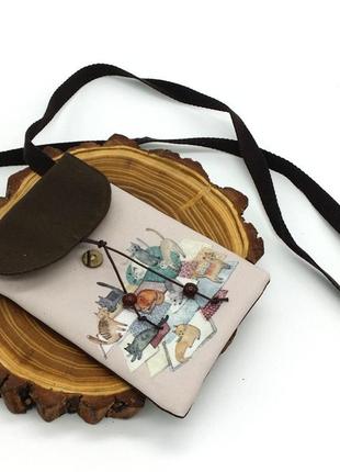 Женская сумка-кошелек cats текстильная