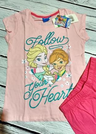 Комплект на девочку футболка шорты костюм шортами пижама детская с ельзой холодное сердце3 фото