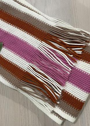В’язаний шарф, шарф жіночий, теплий шарф, шарф у смужку