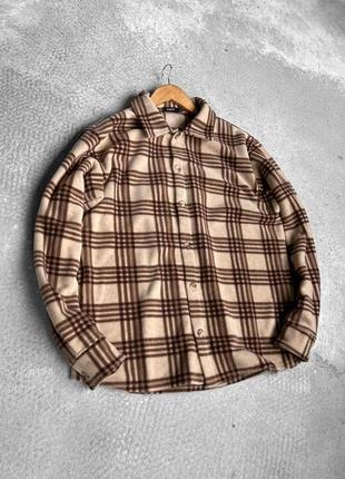 Рубашка в клетку оверсайз бежевая