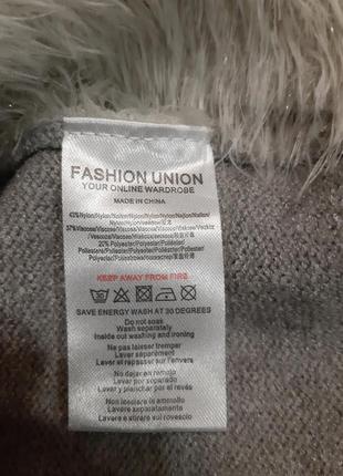 Зимовий святковий пухнастий светр, джемпер, кофта снігуронька fashion union розмір uk107 фото
