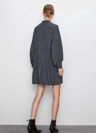 Платье zara классное стильное модное красивое элегантное  8396/639/922-aazf xs серое с черным2 фото