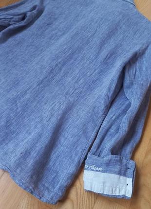 Льняна сорочка us polo з довгим рукавом блакитна сорочка кофта блуза8 фото