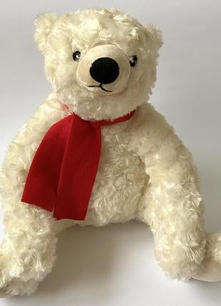 М'яка іграшка білий плюшевий ведмідь великий красивий плюшевий ведмедик із шарфиком