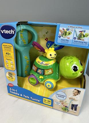Интерактивная игрушка, каталка vtech 2-in-1 toddle &amp; talk turtle