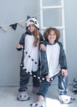 Подарунок для дітей! тепла піжама кігурумі лемур - кигуруми пижама кенгурумі кенгуру кегурумі
