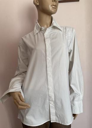 Мужская белая рубашка с вышивкой от бренда desigual/ m/