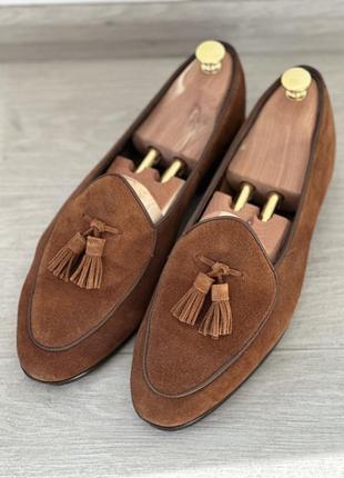 Мужские замшевые коричневые туфли лоферы loafers berwick 1707 uk9 eu43