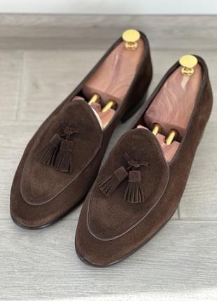 Мужские замшевые коричневые туфли лоферы loafers berwick 1707 uk9 eu43