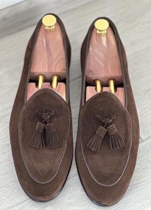 Мужские замшевые коричневые туфли лоферы loafers berwick 1707 uk9 eu432 фото