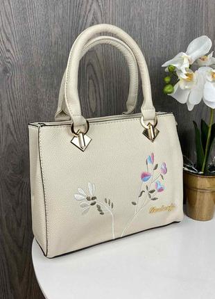 Женская городская сумка сумочка с вышивкой цветы цветы