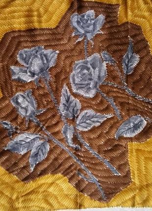 Винтажный шелковый платок розы цветочный принт /4252/