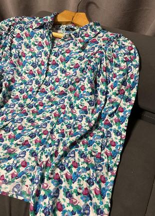 Натуральная рубашка блуза zara цветочный принт9 фото