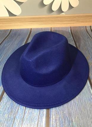 Шляпа унисекс федора с устойчивыми полями синяя