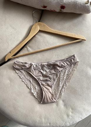 Трусы трусики стринги бежевые кружевные прозрачные h&m
