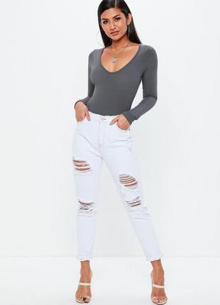 Боди в рубчик. боди с длинным рукавом. боди v-образным вырезом