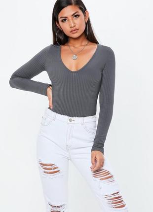 Боди в рубчик. боди с длинным рукавом. боди v-образным вырезом